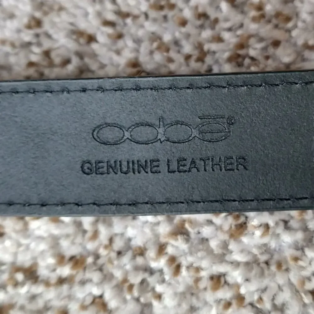 Oobe Mens Black Leather Belt Size S Small 29 30 Dress Casual Silver Buckle